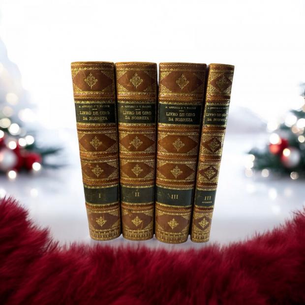 AFFONSO E RUY DIQUE TRAVASSOS VALDEZ, Domingos de Araujo. - LIVRO DE OIRO DA NOBREZA. Apostilas à resenha das famílias titulares do reino de Portugal. Prefácio de Dr. José de Sousa Machado. Tomo I (ao tomo III + suplemento). 