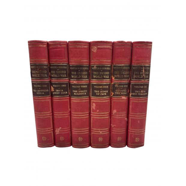CHURCHILL, Winston S. - THE SECOND WORLD WAR. Volume I: The Gathering Storm. Volume II: Their Finest Hour. Volume III: The Grand Alliance. Volume IV: The Hinge of Fate. Volume V: Closing the Ring. Volume VI: Triumph and Tragedy.