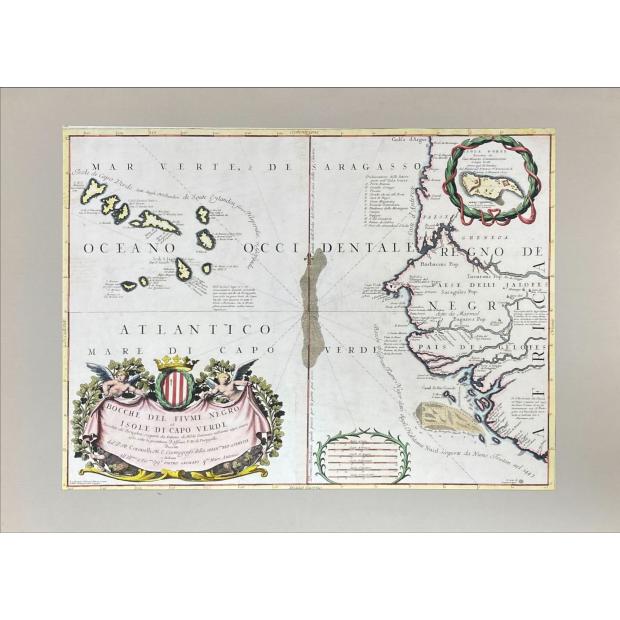 MAPA - Coronelli. Bocche del fiume Negro Et Isole Di Capo Verde. 1690