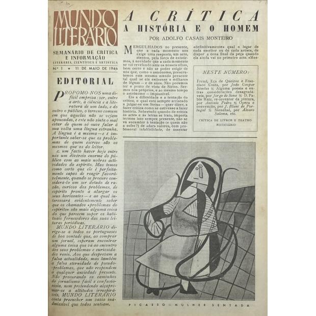 MUNDO LITERÁRIO. Semanário de Critica e Informação Literária, Cientifica e Artistica. Director: Jaime Cortesão Casimiro. Editor: Luis de Sousa Rebelo. Nº 1 (ao 53). 