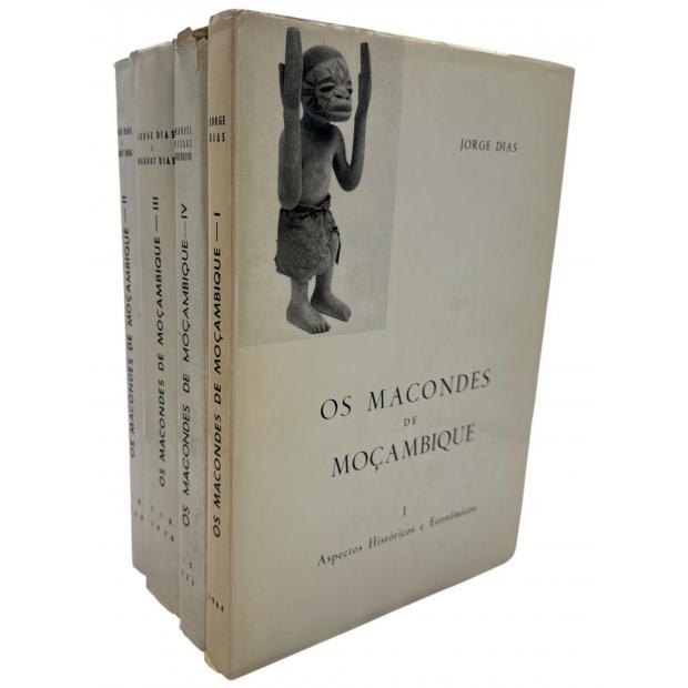 DIAS E MANUEL VIEGAS GUERREIRO, Jorge e Margot. - OS MACONDES DE MOÇAMBIQUE. I - Aspectos históricos e económicos, por Jorge Dias. II - Cultura material, por Jorge Dias e Margot Dias. III - A vida social e ritual. por Jorge Dias e Margot Dias. IV - Sabedoria, Lingua, Literatura e Jogos, por Manuel Viegas Guerreiro.