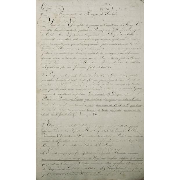 MARQUÊS DE POMBAL.  Recurso que á... Rainha... D. Maria 1ª dirigio em 1778 o Marquez de Pombal...