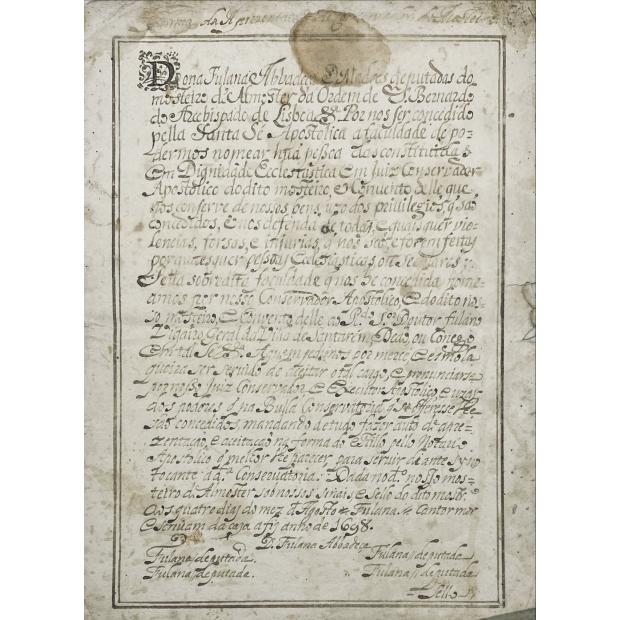 MOSTEIRO D'ALMOSTER da Ordem de São Bernardo do Arcebispado de Lisboa. Anno de 1698.
