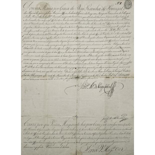 GOA.  Nomeação em nome de D. Maria I, de Francisco de Noronha Mota para Provedor Mor de Goa.