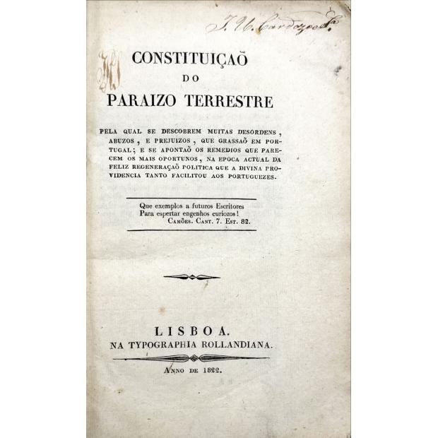 CONSTITUIÇÃO DO PARAIZO TERRESTRE.