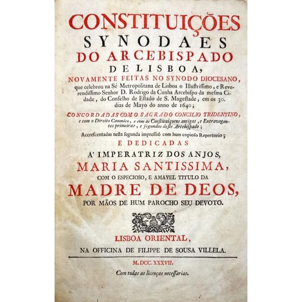 CONSTITUIÇÕES SYNODAES DO ARCEBISPADO DE LISBOA