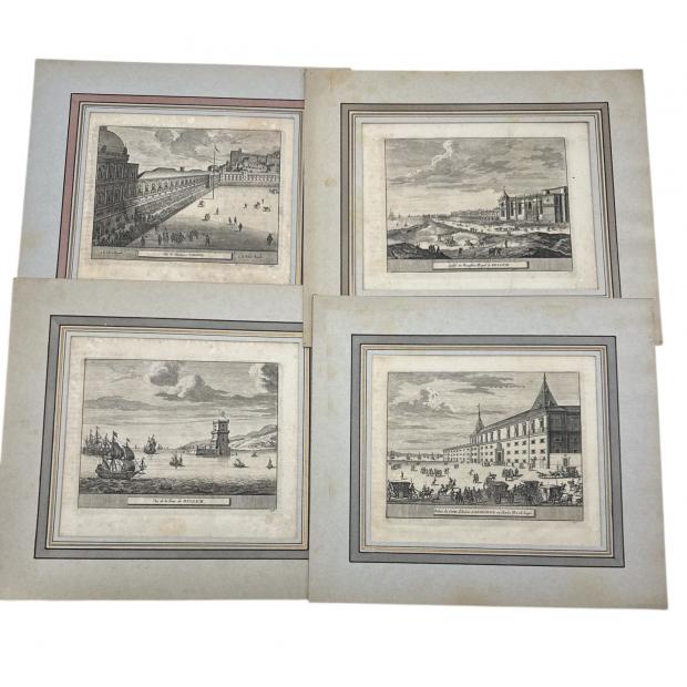 GRAVURAS. 8 Gravuras de Lisboa. Juan Alvarez de Colmenar. 1707