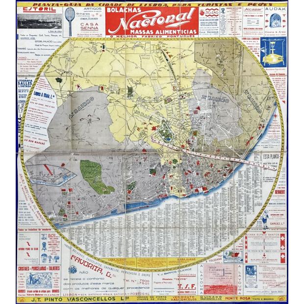 LISBOA. Planta-guia da Cidade de Lisboa para turistas e peões. Anos 30. 
