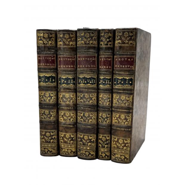 SILVA, José de Seabra da. (Marquês de Pombal). - DEDUCÇÃO CHRONOLOGICA E ANALYTICA PARTE PRIMEIRA, na qual se manifestão pela successiva serie de cada hum dos Reynados da Monarquia Portugueza, que decorrêrão desde o Governo do Senhor Rey D. João III até o presente, os horrorosos estragos, que a Companhia denominada de Jesus fez em Portugal. Vol. I (ao V)