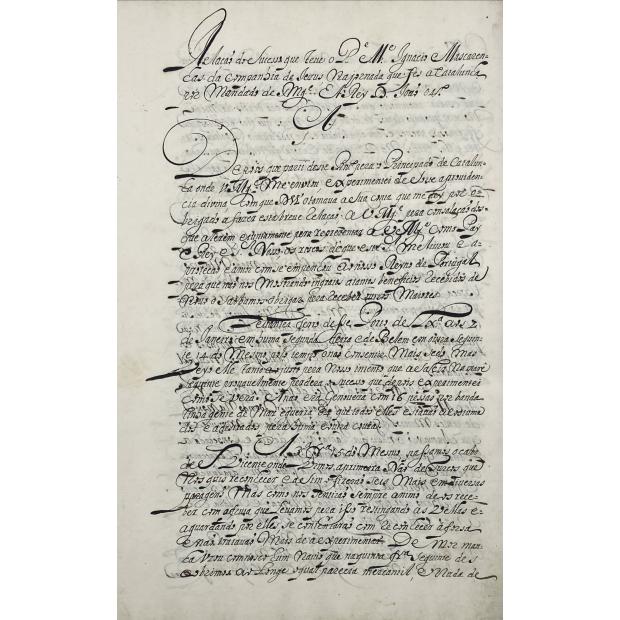 Manuscrito - PADRE INÁCIO DE MASCARENHAS.