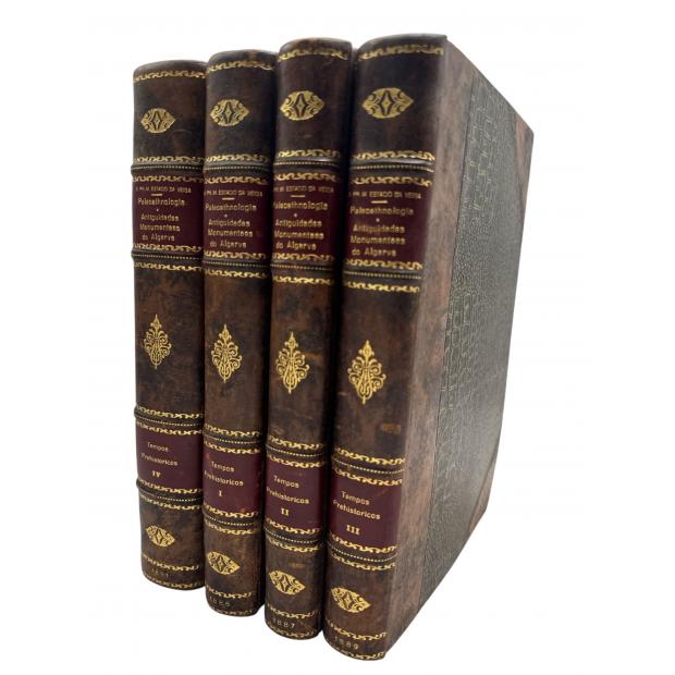 VEIGA, Sebastião Philippes Martins Estacio da. - PALEOETHNOLOGIA. ANTIGUIDADES MONUMENTAIS DO ALGARVE. Tempos prehistoricos. Volume I (ao IV).