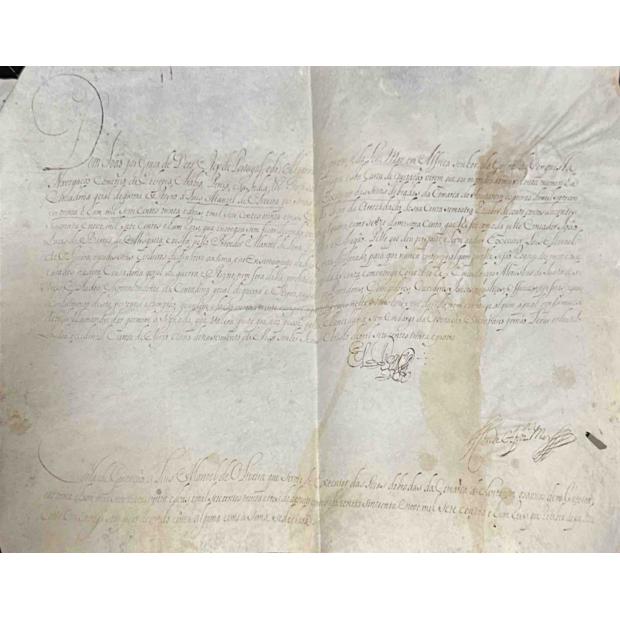 MANUSCRITO. D. JOÃO V. CARTA DE QUITAÇÃO. Santarém, 1734.