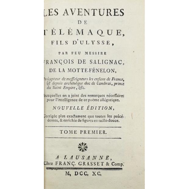 FÉNÉLON, François. - LES AVENTURES DE TÉLÉMAQUE, FILS D'ULYSSE. Nouvelle édition, corrigée plus exactement que toutes les précèdentes & enrichie de figures en taille-douce. Tomo I (e II). 