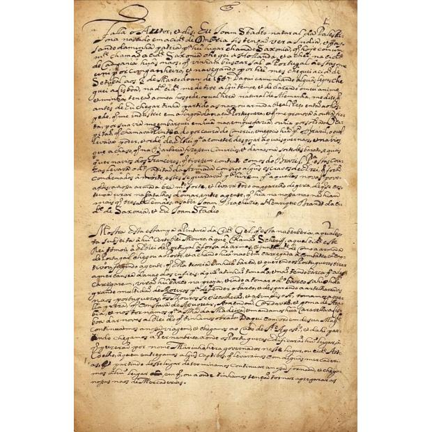 LIVRO DE MEMÓRIAS DA VIAGEM DE HANS STADEN. Séc. XVII. 
