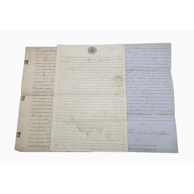 Manuscrito. D. PEDRO V. Conjunto de 3 manuscritos.