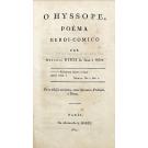 SILVA, António Diniz da Cruz e. -O HYSSOPE. Poéma Heroi-Comico.